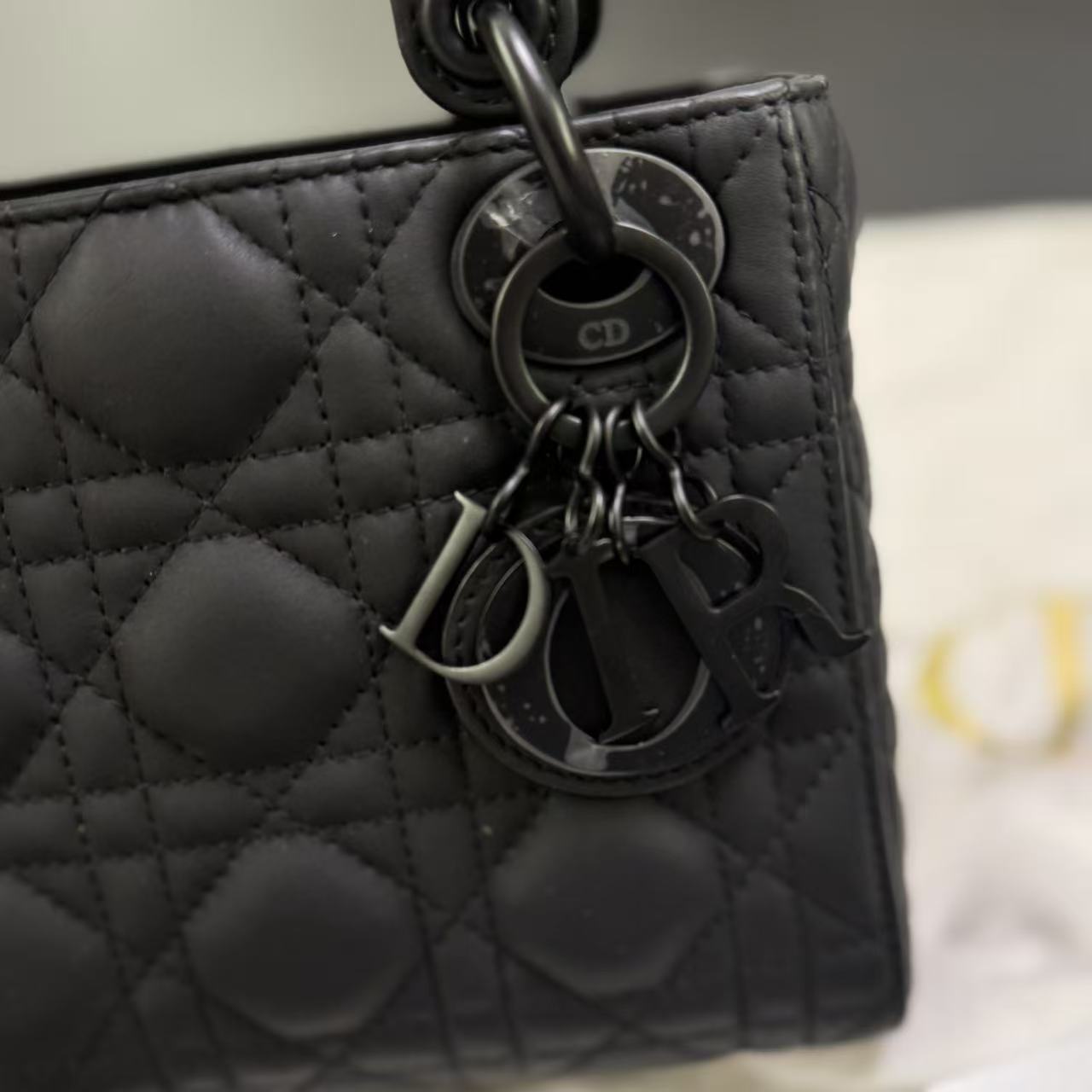 Pre-owned Certified Dior Mini Lady Dior So Black Matte Calfskin, 2021, w/ Full Set