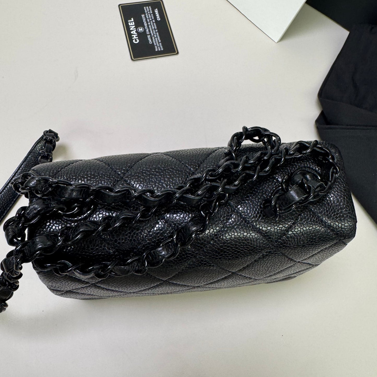 Pre-owned Certified Chanel Incognito Mini Square So Black Caviar Leather, 2020, w/ Full Set - Chanel card, box, dust bag