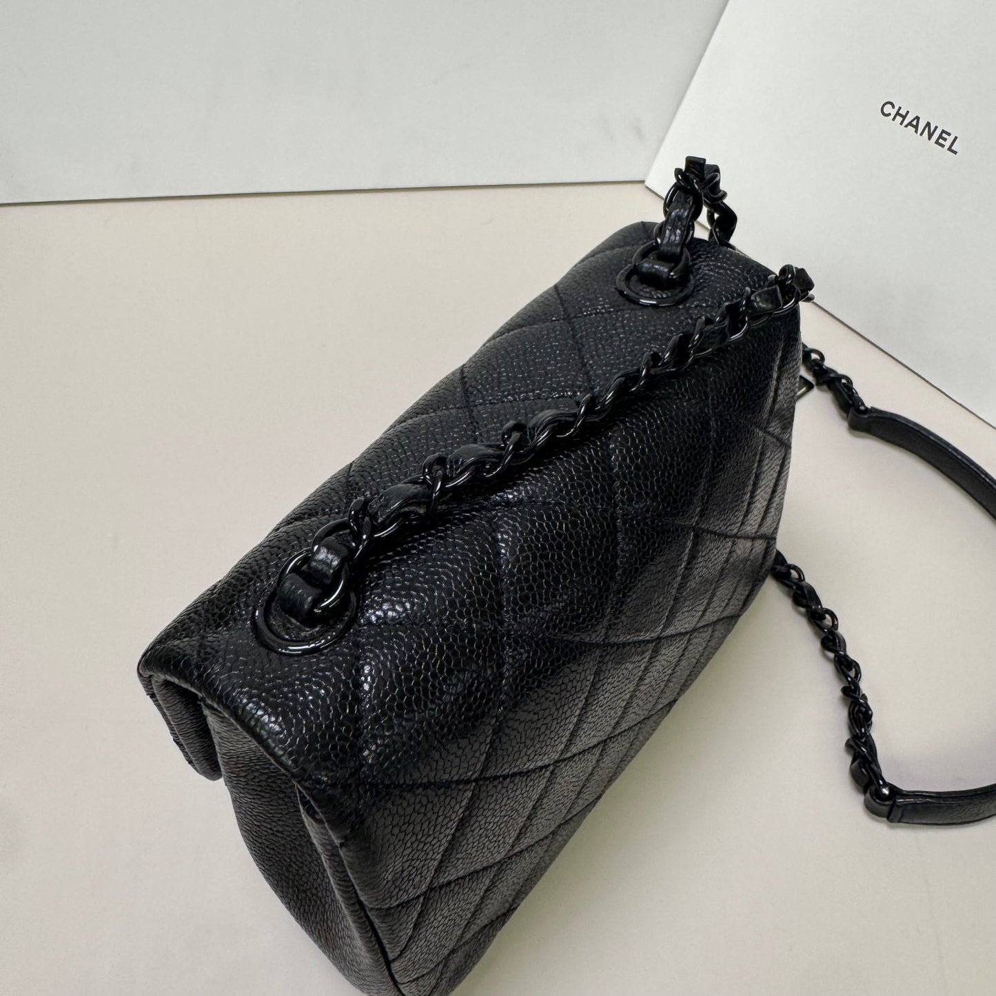 Pre-owned Certified Chanel Incognito Mini Square So Black Caviar Leather, 2020, w/ Full Set - Chanel card, box, dust bag