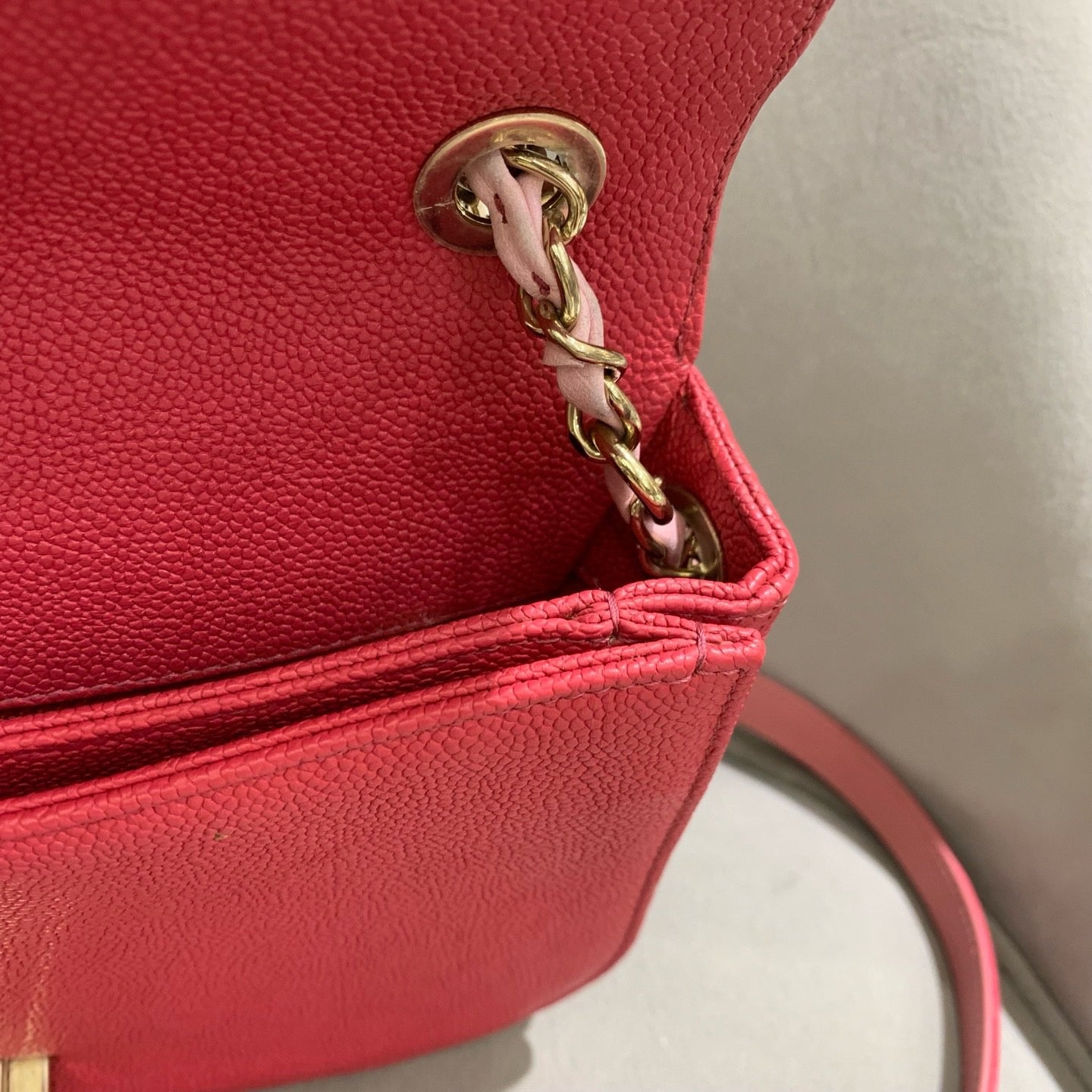 Pre-owned Certified Chanel Coco Cuba Flap Top Handle Coral Red Caviar Leather Golden Hardware, 2018, w/ Chanel box, dust bag