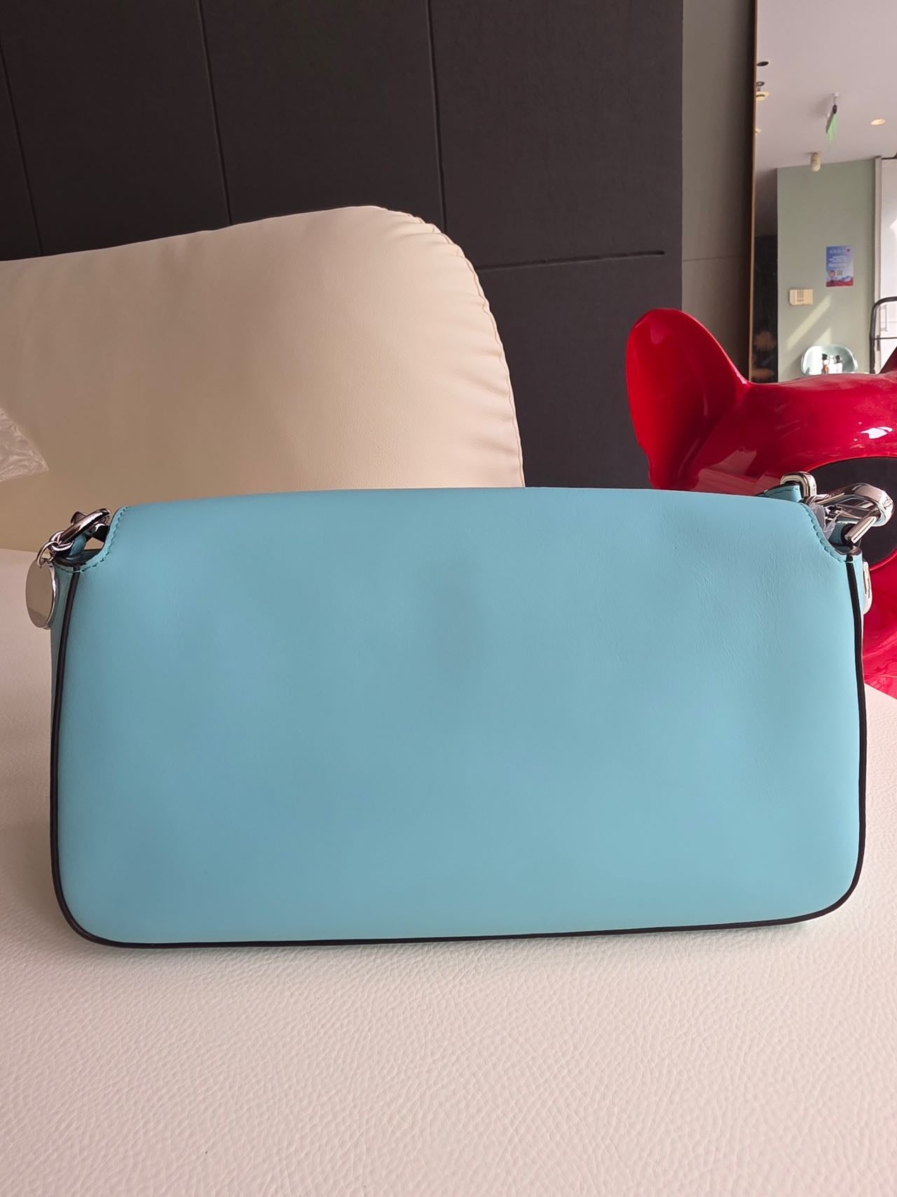 Pre-owned Certified Fendi x Tiffany Co. Special Edition Baguette Medium in Tiffany Blue Calfskin with Silver Hardware, w/ store tag, dust bag