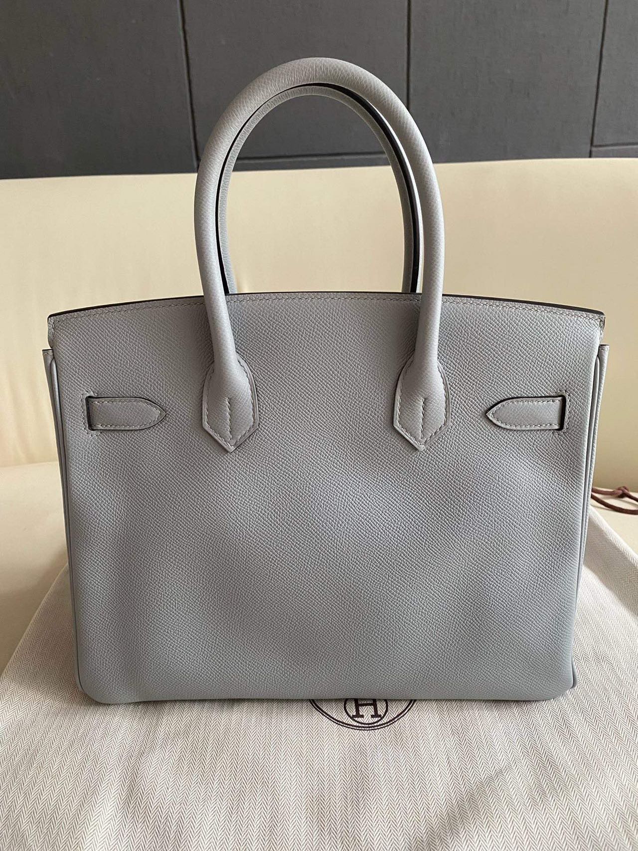 Pre-owned Certified Hermes Birkin 30 Bleu Glacier 8U Epsom Leather Golden Hardware, 2016 (X), w/ Full Set - box, dust bag, lock&key 