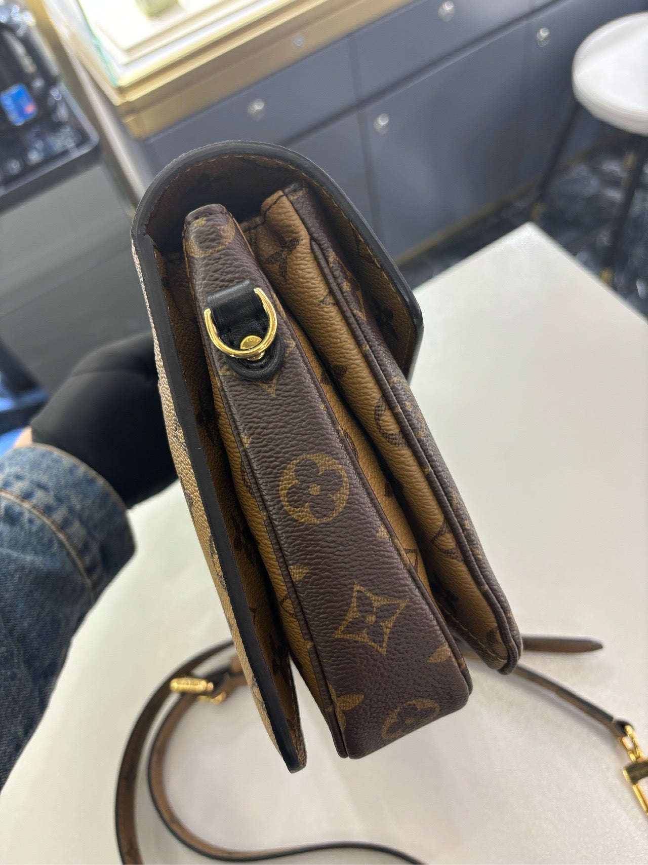 Pre-owned Certified Louis Vuitton LV Pochette Metis Reverse Monogram Coated Canvas, 2020, w/ dust bag, strap