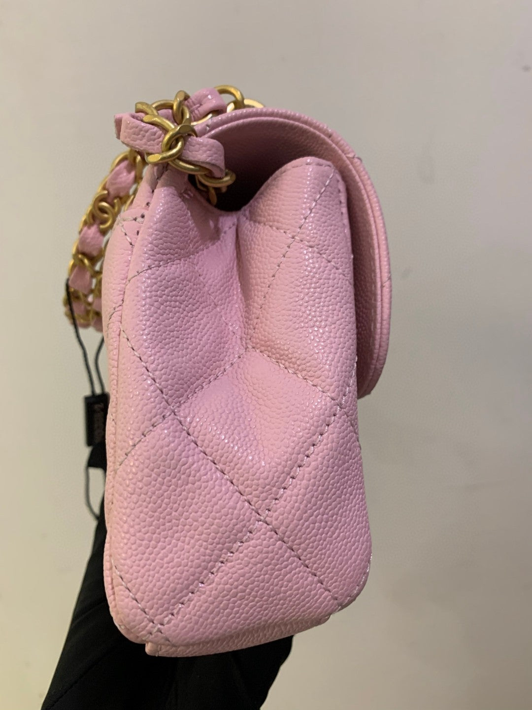 Pre-owned Certified Chanel 25P Flap Top Handle Sakura Pink Caviar Leather Golden Hardware, 2025, w/ full set - Chanel Box, Dust Bag