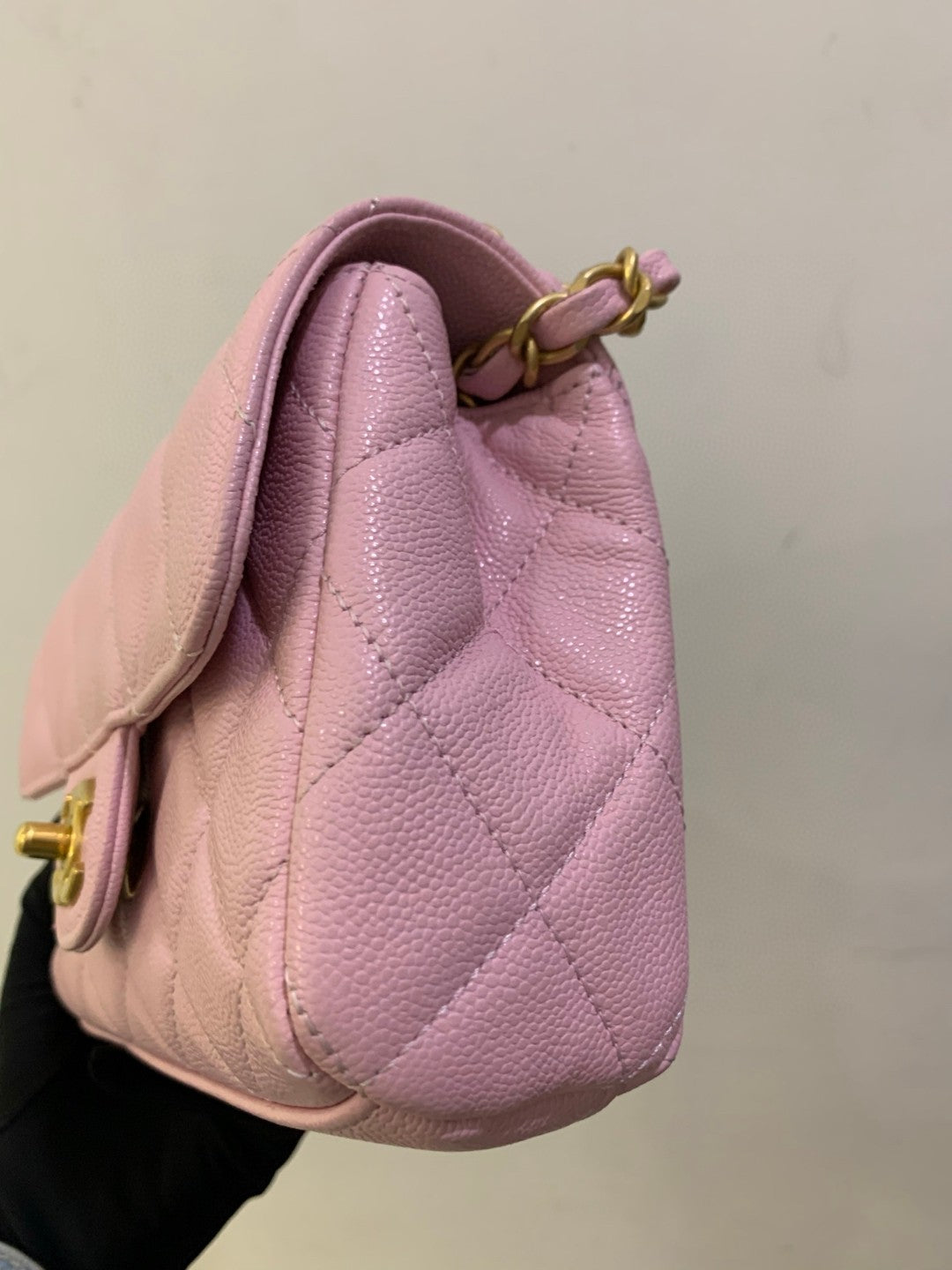 Pre-owned Certified Chanel 25P Flap Top Handle Sakura Pink Caviar Leather Golden Hardware, 2025, w/ full set - Chanel Box, Dust Bag