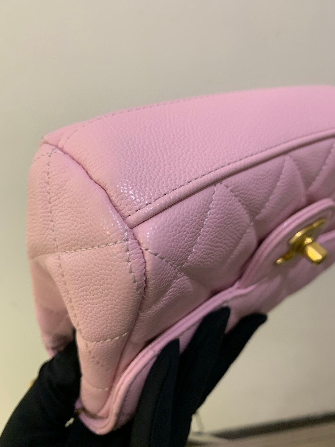 Pre-owned Certified Chanel 25P Flap Top Handle Sakura Pink Caviar Leather Golden Hardware, 2025, w/ full set - Chanel Box, Dust Bag