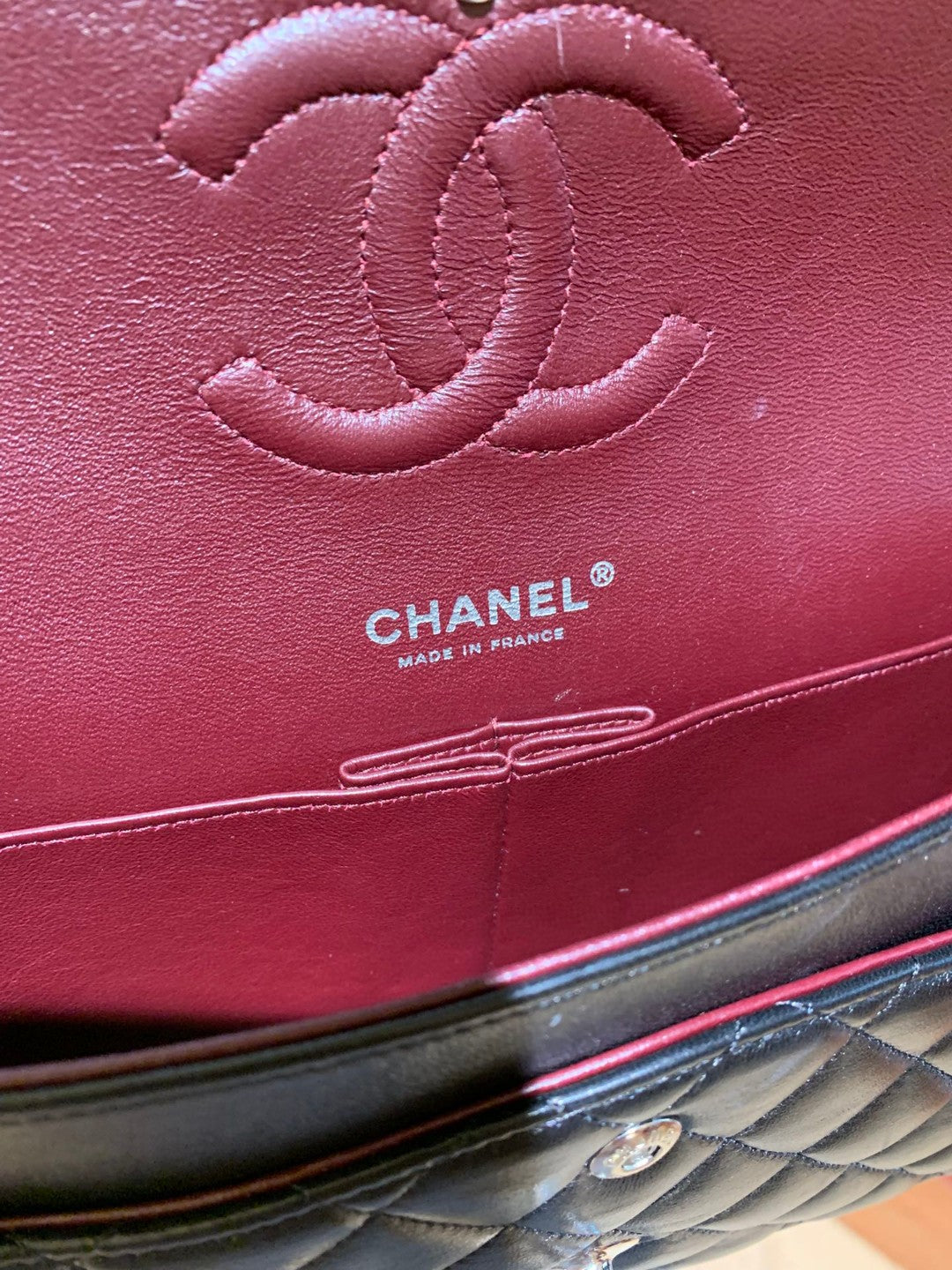 Pre-owned Certified Chanel Classic Flap CF Medium Black Lambskin Silver Hardware, 2008-2009, w/ Full Set - Chanel Card, Box, Dust Bag