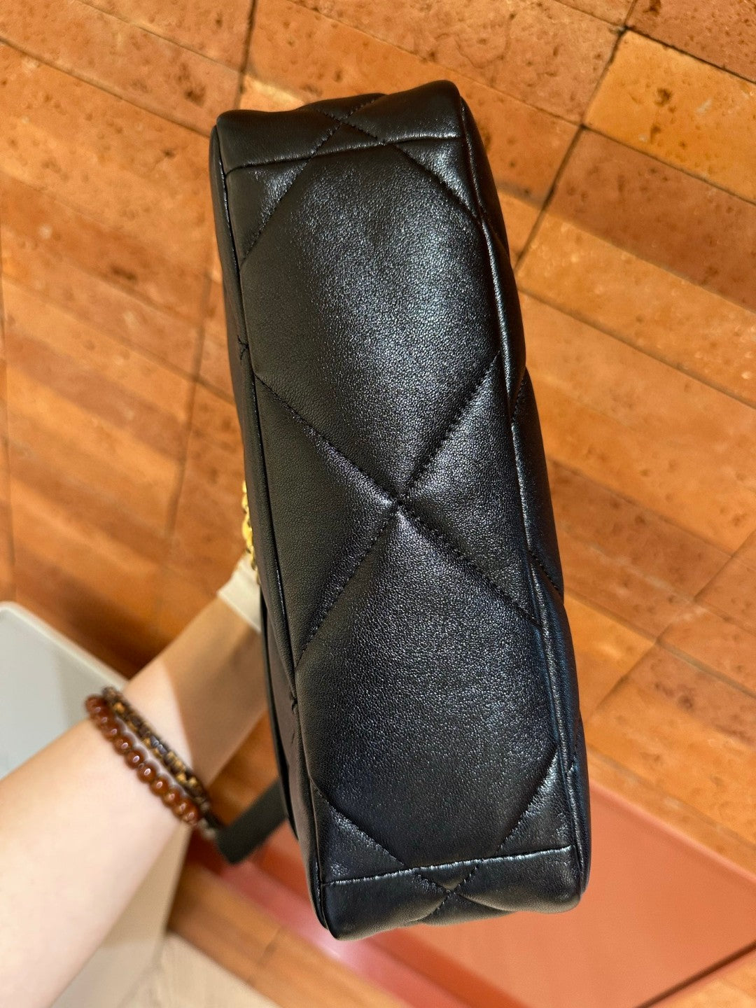 Pre-owned Certified Chanel Small 19Bag Black Lambskin Golden hardware, microchipped, w/ Full set - box, dust bag