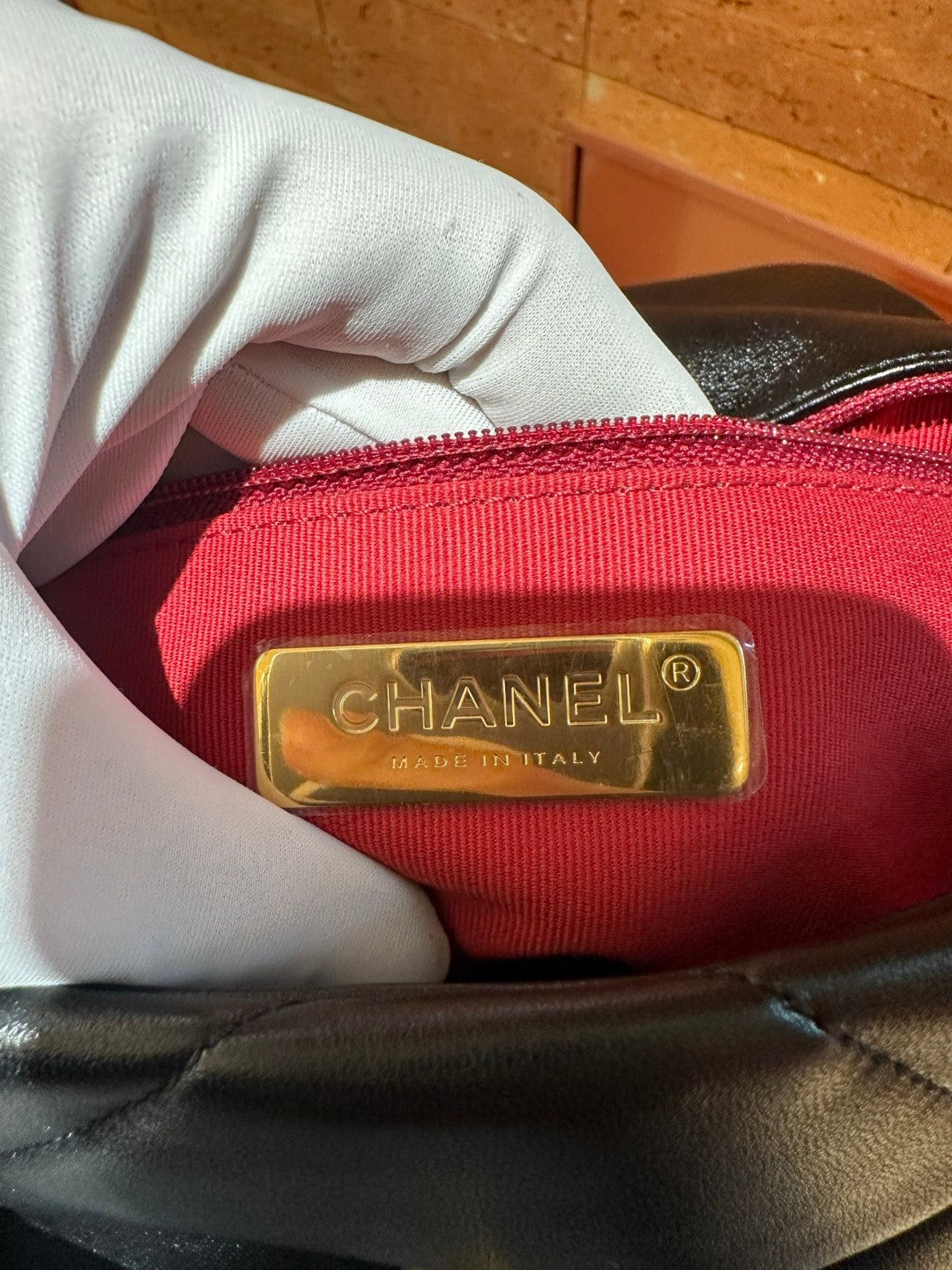 Pre-owned Certified Chanel Small 19Bag Black Lambskin Golden hardware, microchipped, w/ Full set - box, dust bag