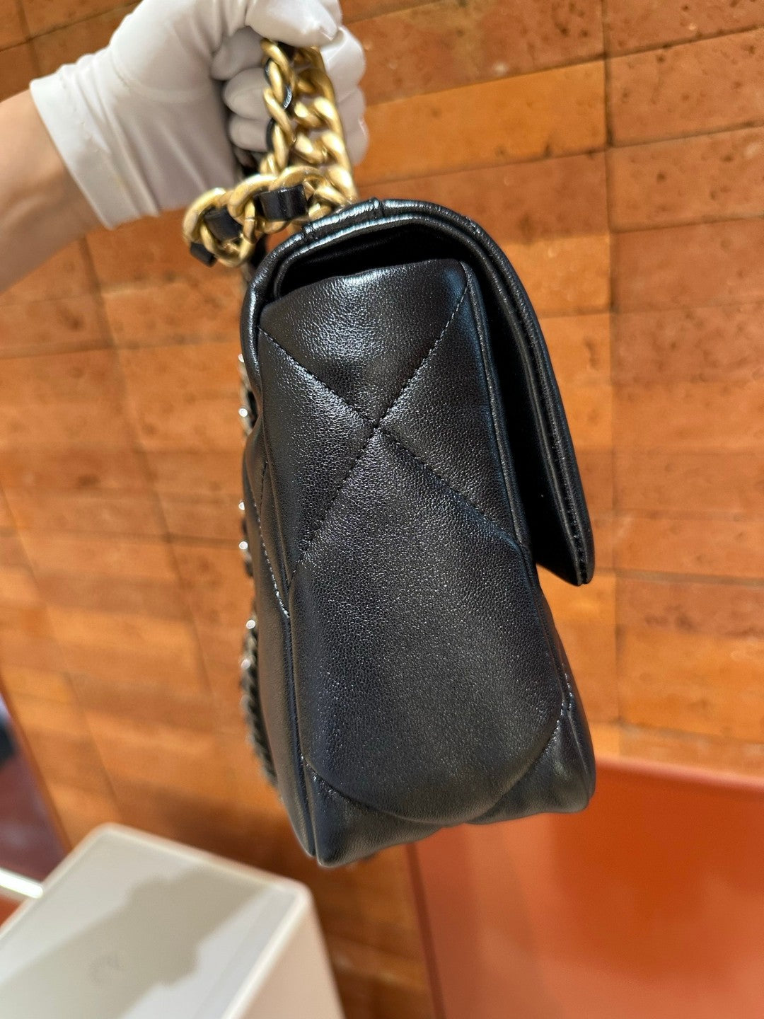 Pre-owned Certified Chanel Small 19Bag Black Lambskin Golden hardware, microchipped, w/ Full set - box, dust bag