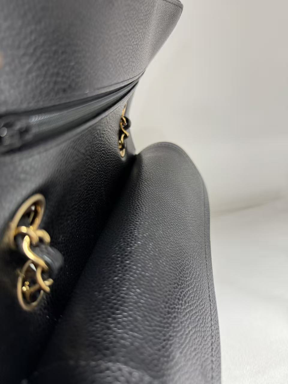 Pre-owned Certified Chanel Small CF Classic Double Flap Black Caviar Leather with Golden Hardware, 2022 Microchipped, w/ full set
