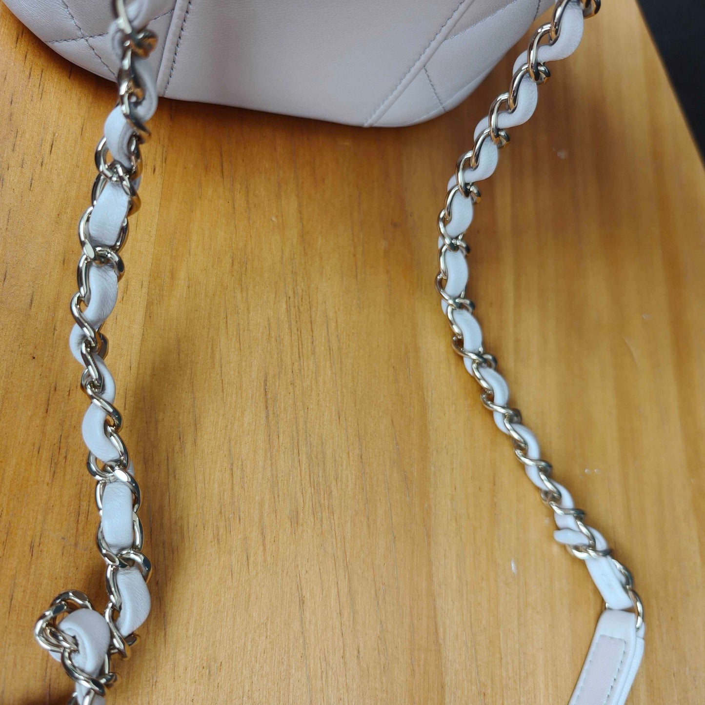 Pre-owned Certified Chanel Trendy CC Vanity Bag White Lilac Lambskin Golden Hardware, 2020-2021, w/ card, dust bag