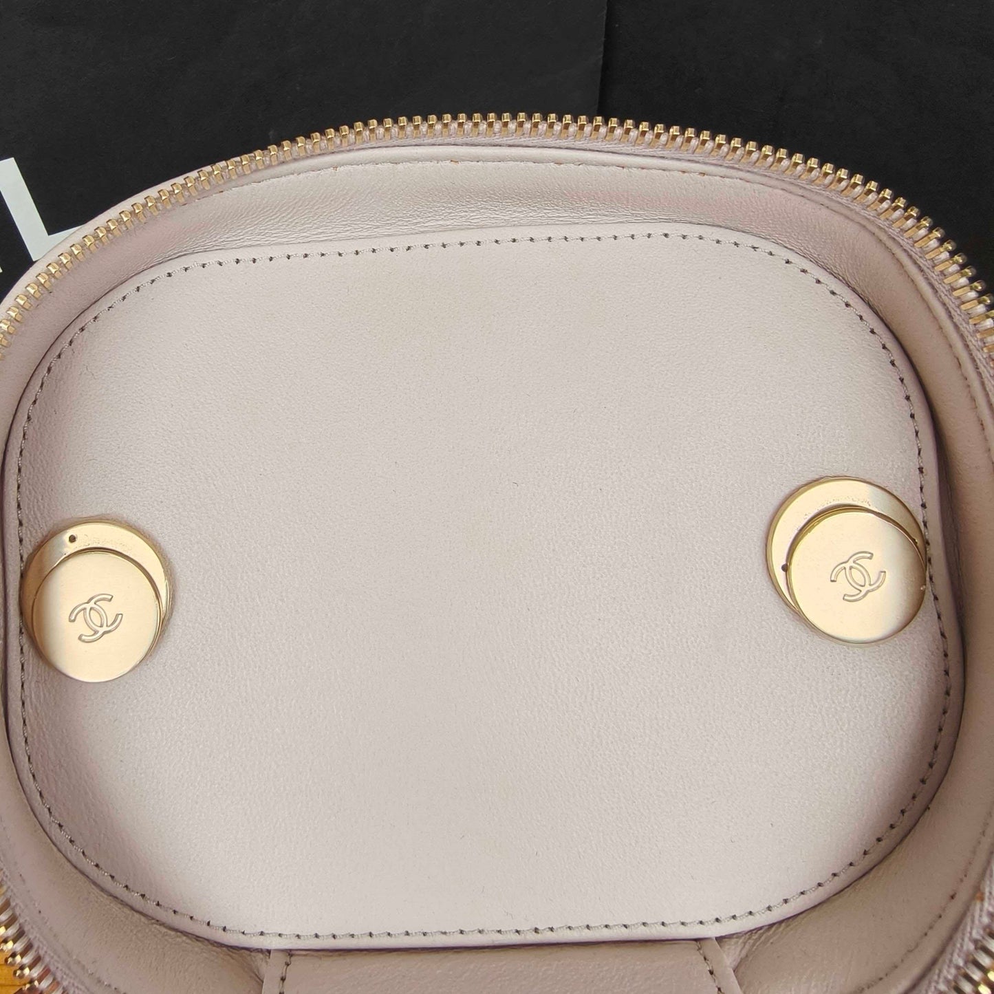 Pre-owned Certified Chanel Trendy CC Vanity Bag White Lilac Lambskin Golden Hardware, 2020-2021, w/ card, dust bag