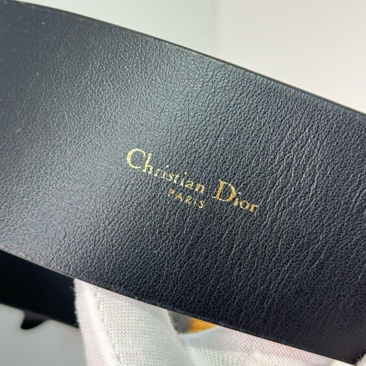 Pre-owned Certified Dior Diorquake Belt in Black Calfskin with Golden Hardware, Size 80, w/ dust bag