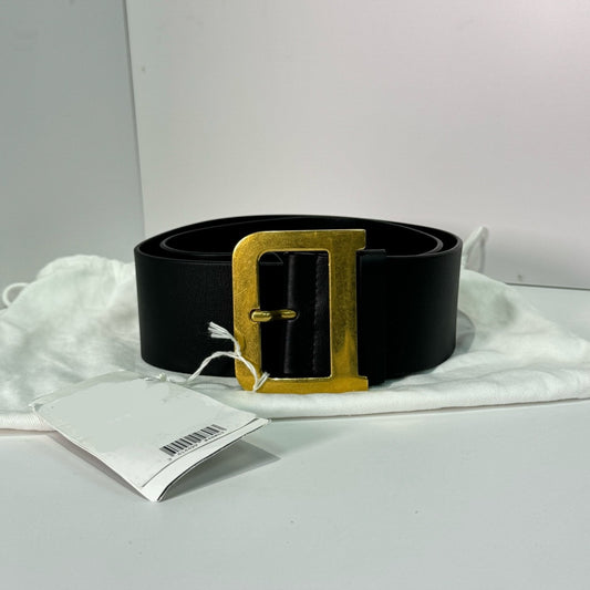 Pre-owned Certified Dior Diorquake Belt in Black Calfskin with Golden Hardware, Size 80, w/ dust bag