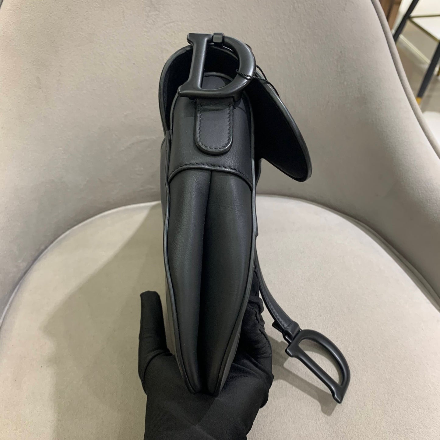 Pre-owned Certified Dior Saddle Medium So Black Matte Calfskin, 2022, w/ dust bag