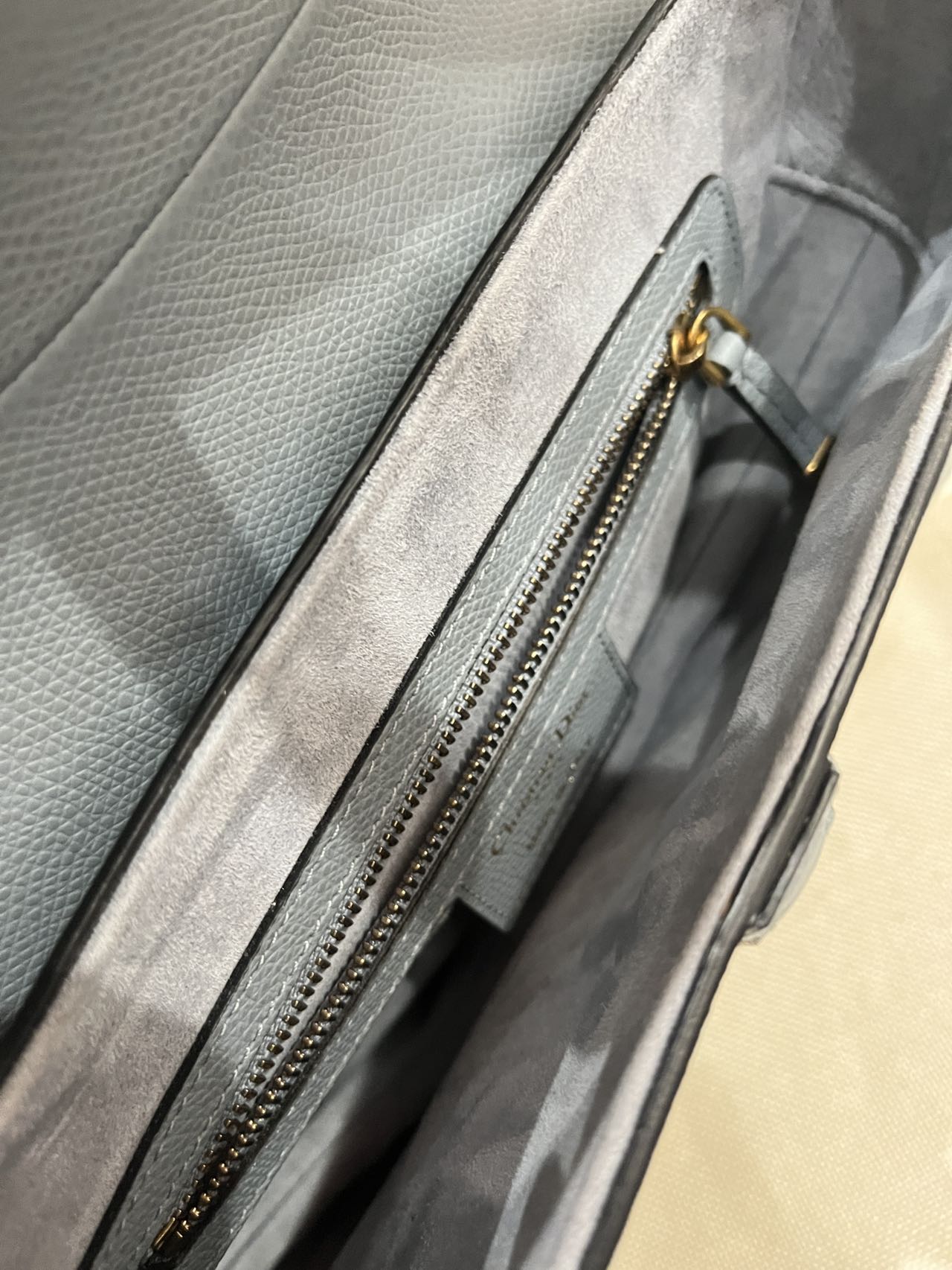 Pre-owned Certified Dior Saddle in Sky Blue Grained Calfskin with Golden Hardware, 2018, w/ Dior dust bag, Dior canvas strap