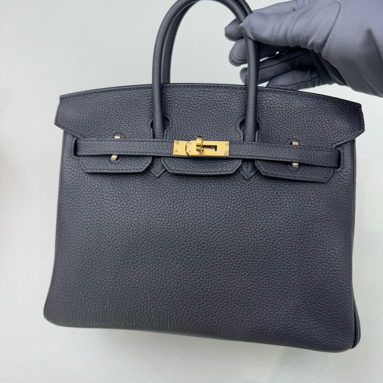 Pre-owned Certified Hermes Birkin 25 in Caban 3Y Togo Leather with Rose Golden Hardware, 2023, w/ Full Set with tags